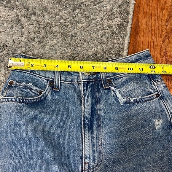 ASOS High Rise Distressed Wide Leg Light Wash 90s Jeans - Picture 7 of 12